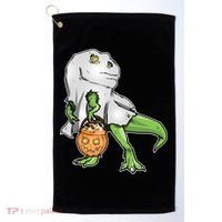 Funny T-Rex Ghost Pumpkin Candy  Golf Towel thumb 0