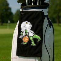 Funny T-Rex Ghost Pumpkin Candy  Golf Towel thumb 2