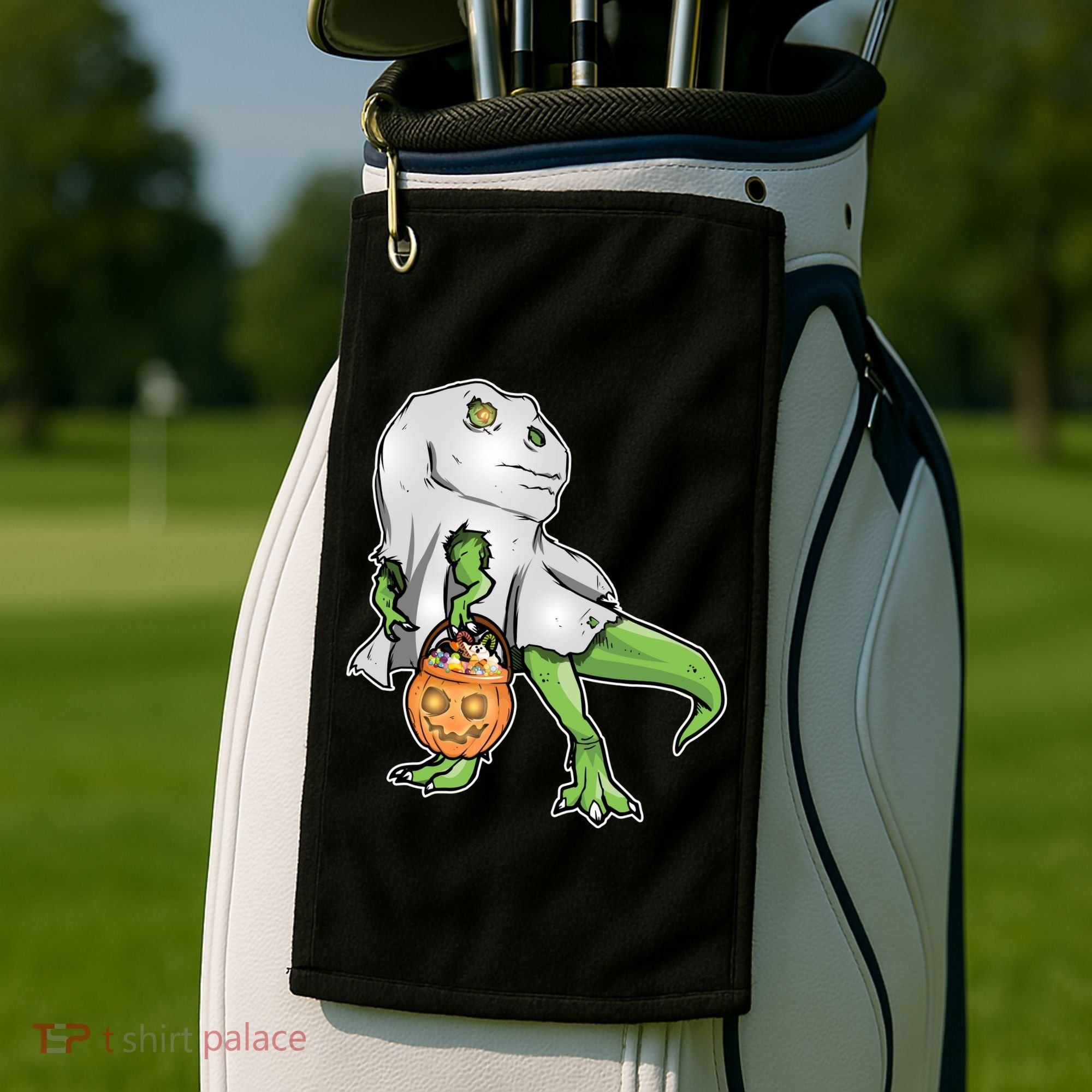 Funny T-Rex Ghost Pumpkin Candy  Golf Towel