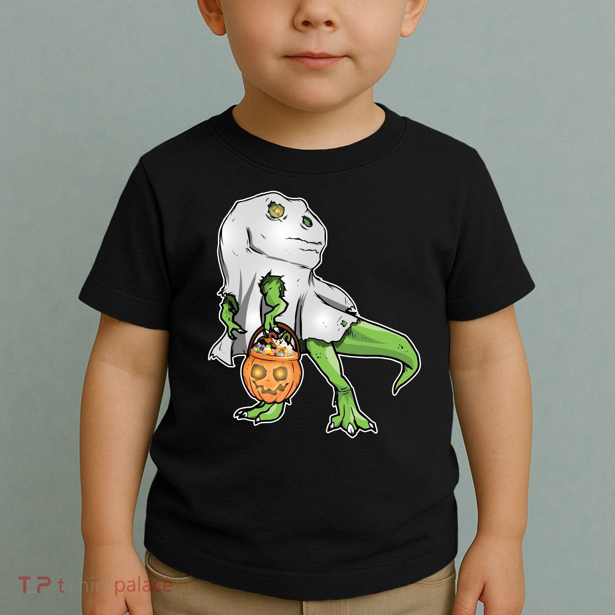 Funny T-Rex Ghost Pumpkin Candy  Toddler T-Shirt