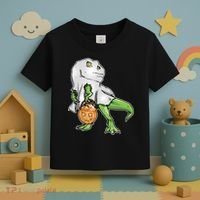 Funny T-Rex Ghost Pumpkin Candy  Toddler T-Shirt thumb 3