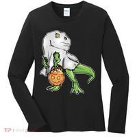 Funny T-Rex Ghost Pumpkin Candy  Women's Long Sleeve Shirt thumb 0