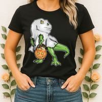 Funny T-Rex Ghost Pumpkin Candy  Women's T-Shirt thumb 2