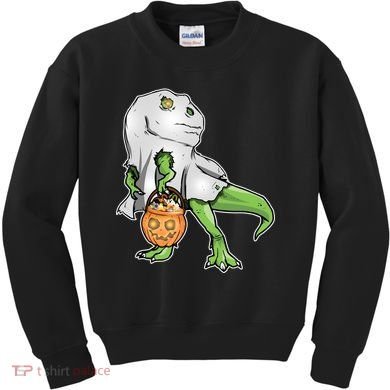 Funny T-Rex Ghost Pumpkin Candy  Kids Sweatshirt