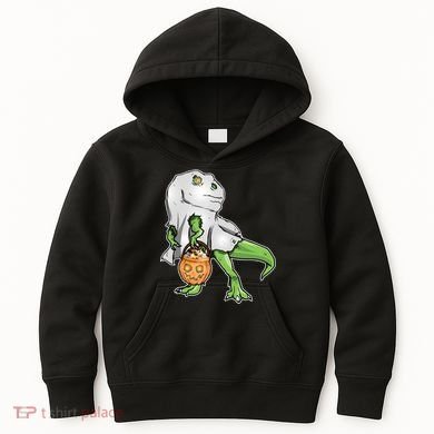 Funny T-Rex Ghost Pumpkin Candy  Kids Hoodie