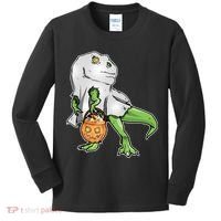 Funny T-Rex Ghost Pumpkin Candy  Kids Long Sleeve Shirt thumb 0