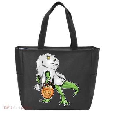 Funny T-Rex Ghost Pumpkin Candy  Tote Bag
