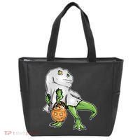 Funny T-Rex Ghost Pumpkin Candy  Tote Bag thumb 0