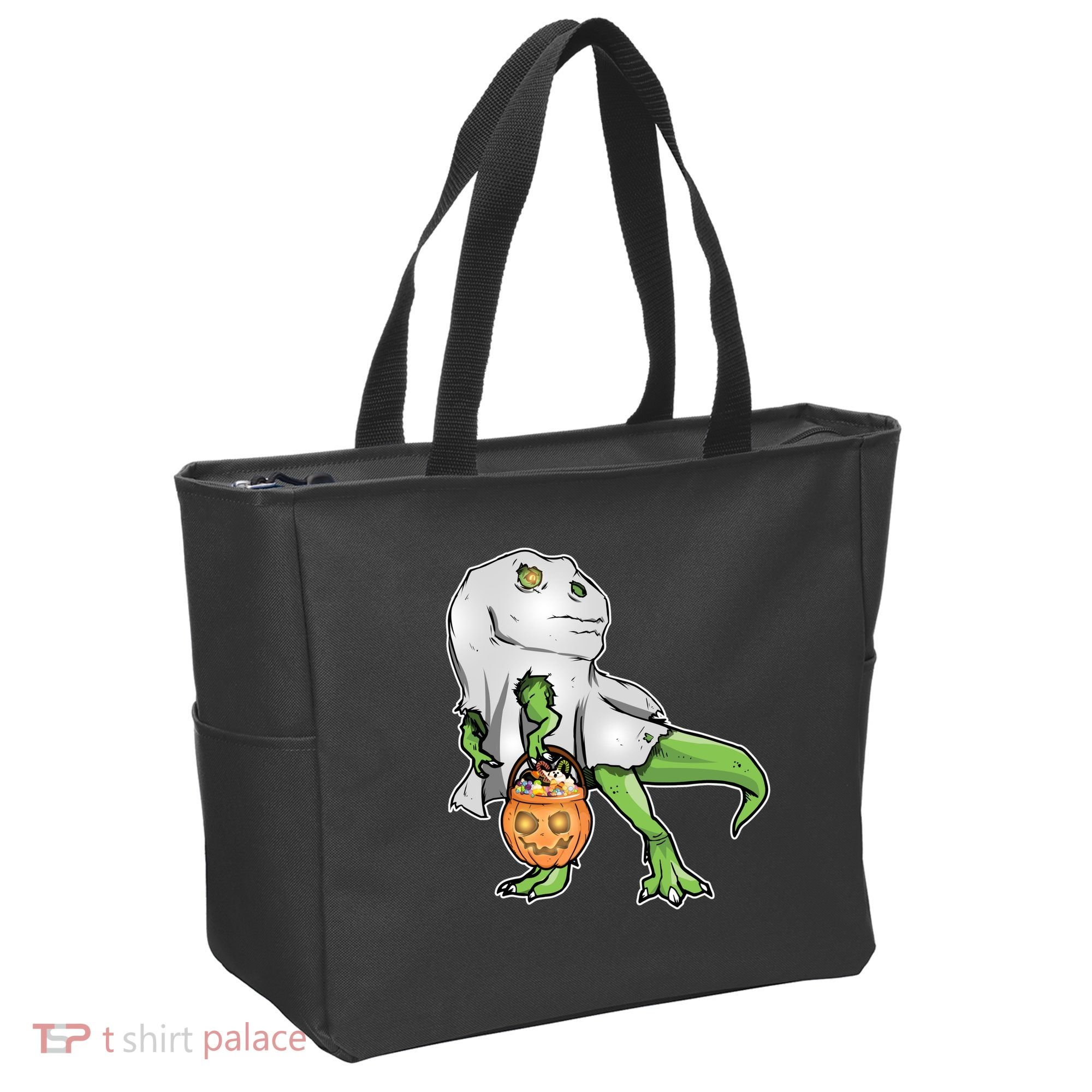 Funny T-Rex Ghost Pumpkin Candy  Tote Bag
