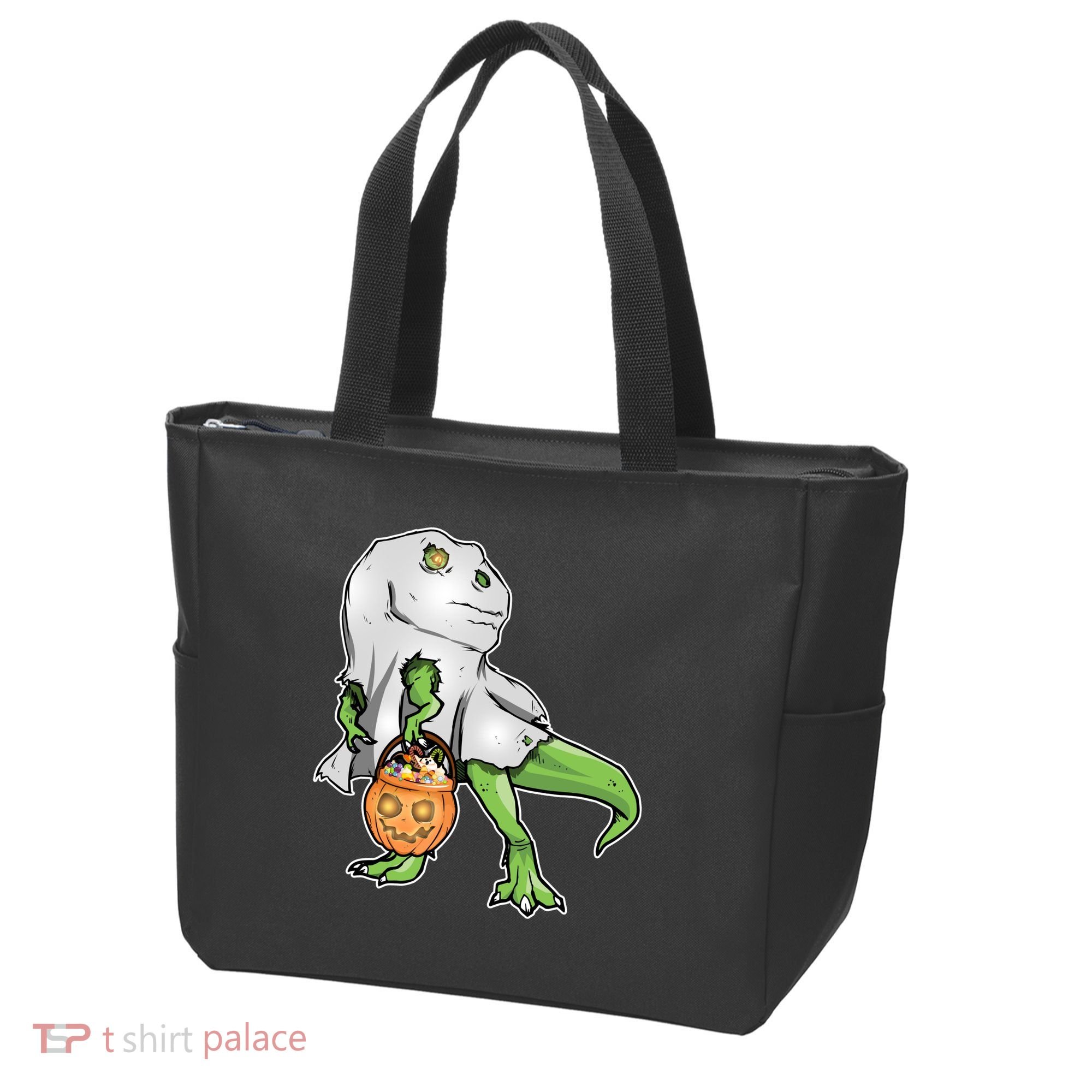 Funny T-Rex Ghost Pumpkin Candy  Tote Bag