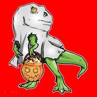 Funny T-Rex Ghost Pumpkin Candy  Santa Hat thumb 1