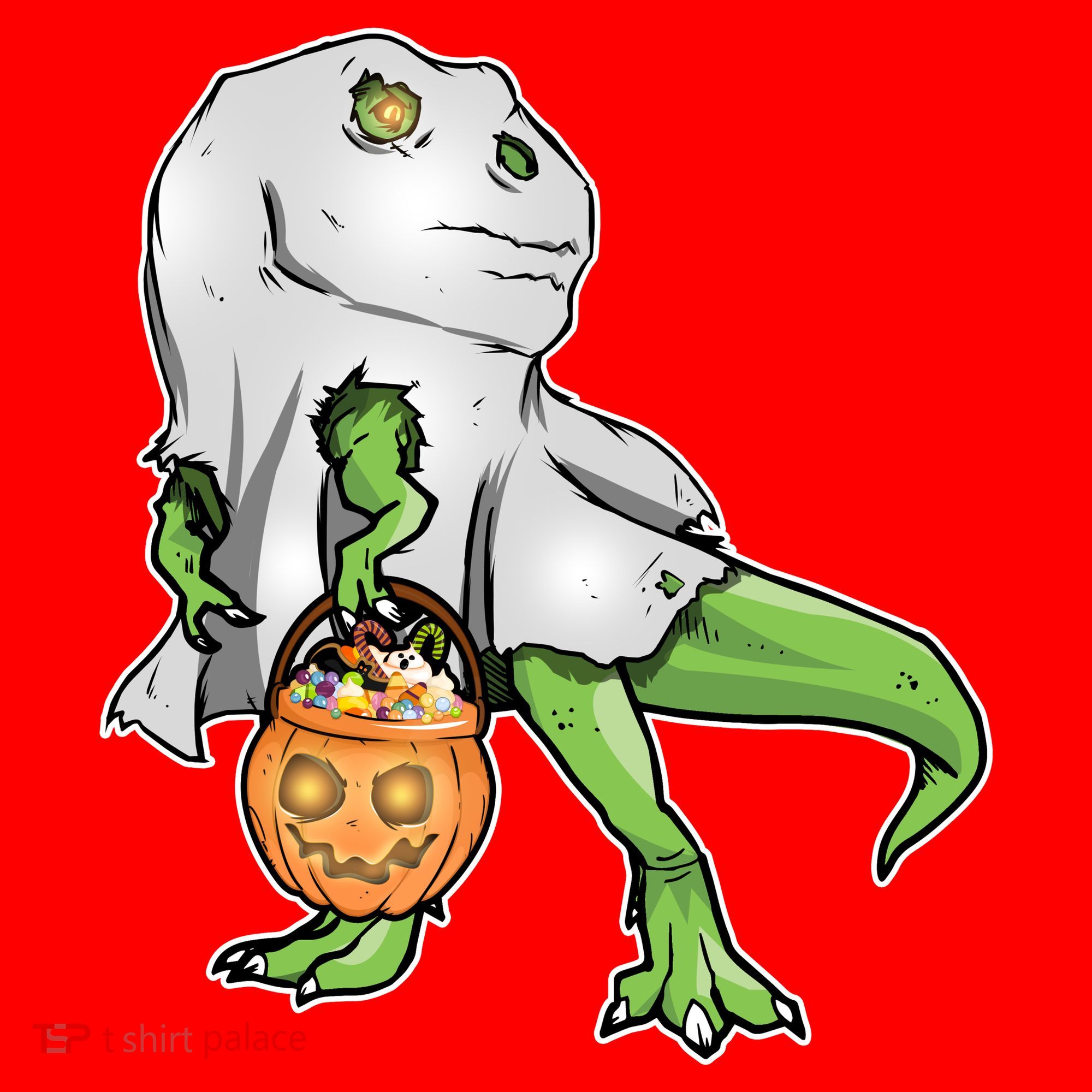Funny T-Rex Ghost Pumpkin Candy  Santa Hat
