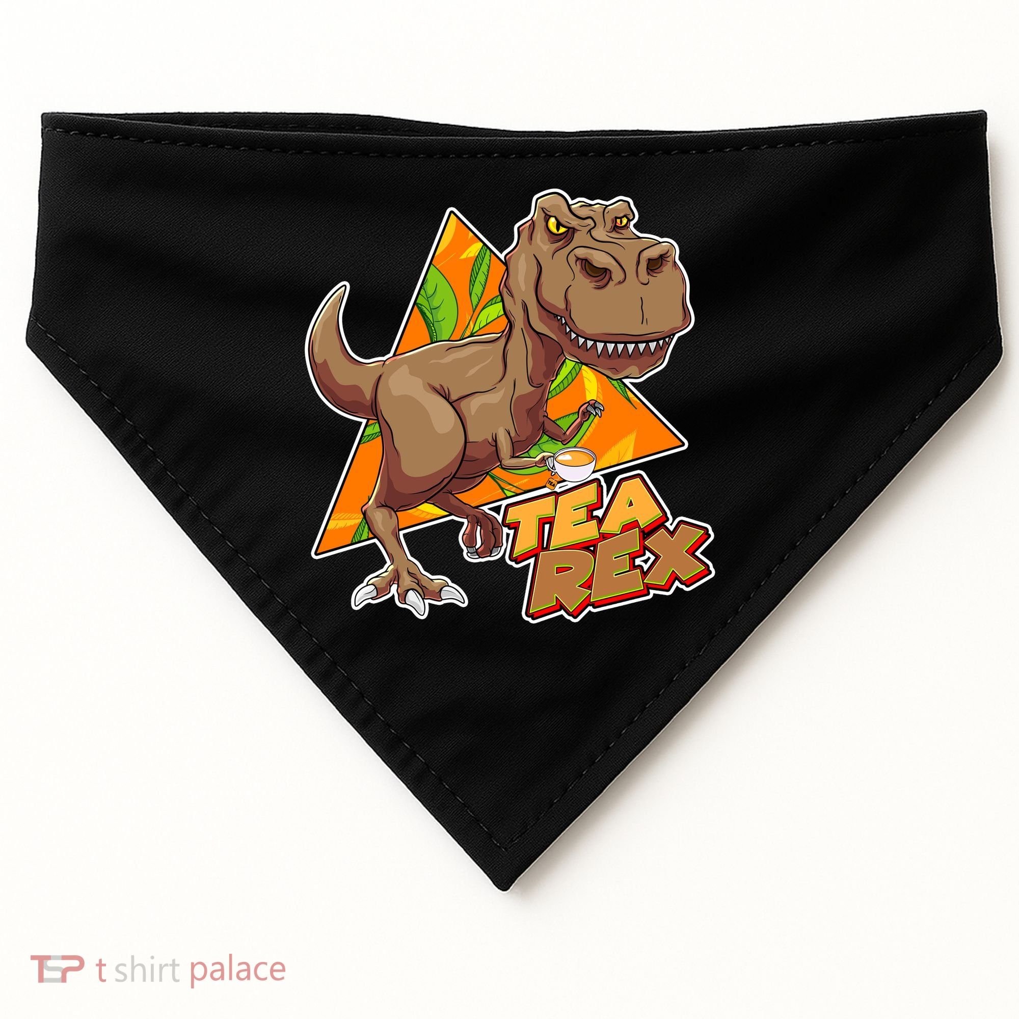 Funny Tea Rex Dinosaur Tea Lover USA-Made Doggie Bandana