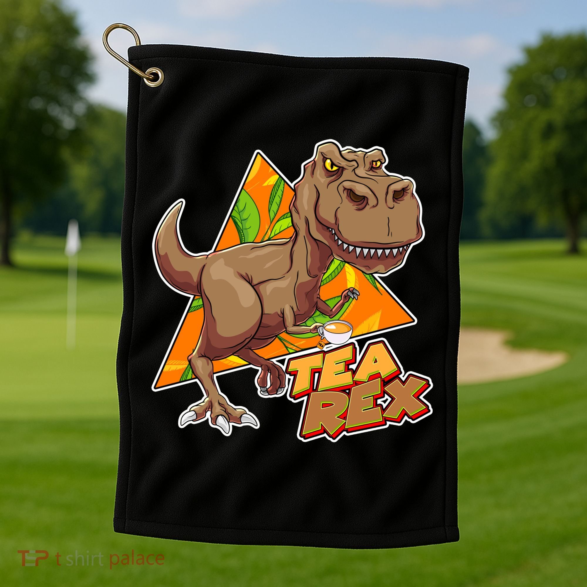 Funny Tea Rex Dinosaur Tea Lover Golf Towel