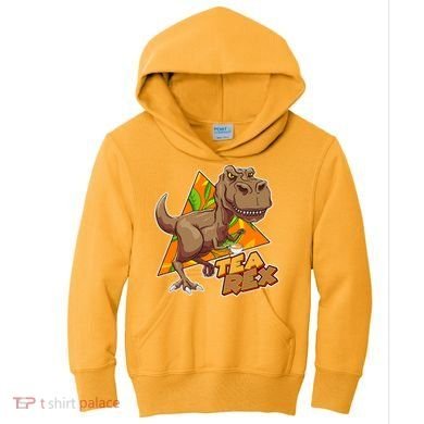 Funny Tea Rex Dinosaur Tea Lover Kids Hoodie