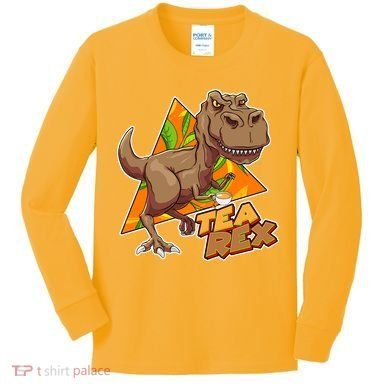 Funny Tea Rex Dinosaur Tea Lover Kids Long Sleeve Shirt