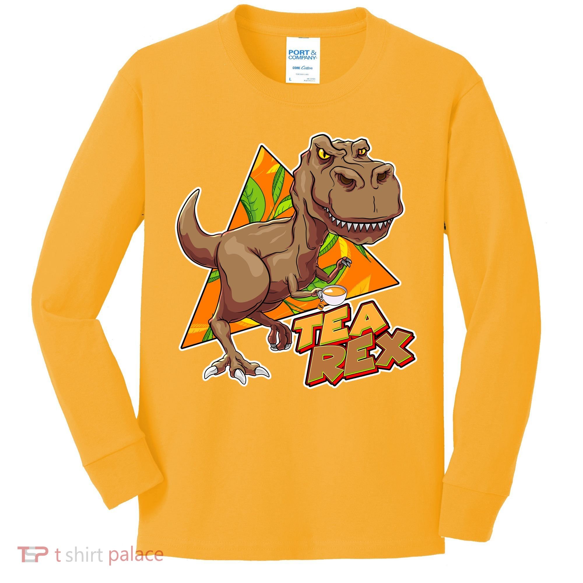 Funny Tea Rex Dinosaur Tea Lover Kids Long Sleeve Shirt