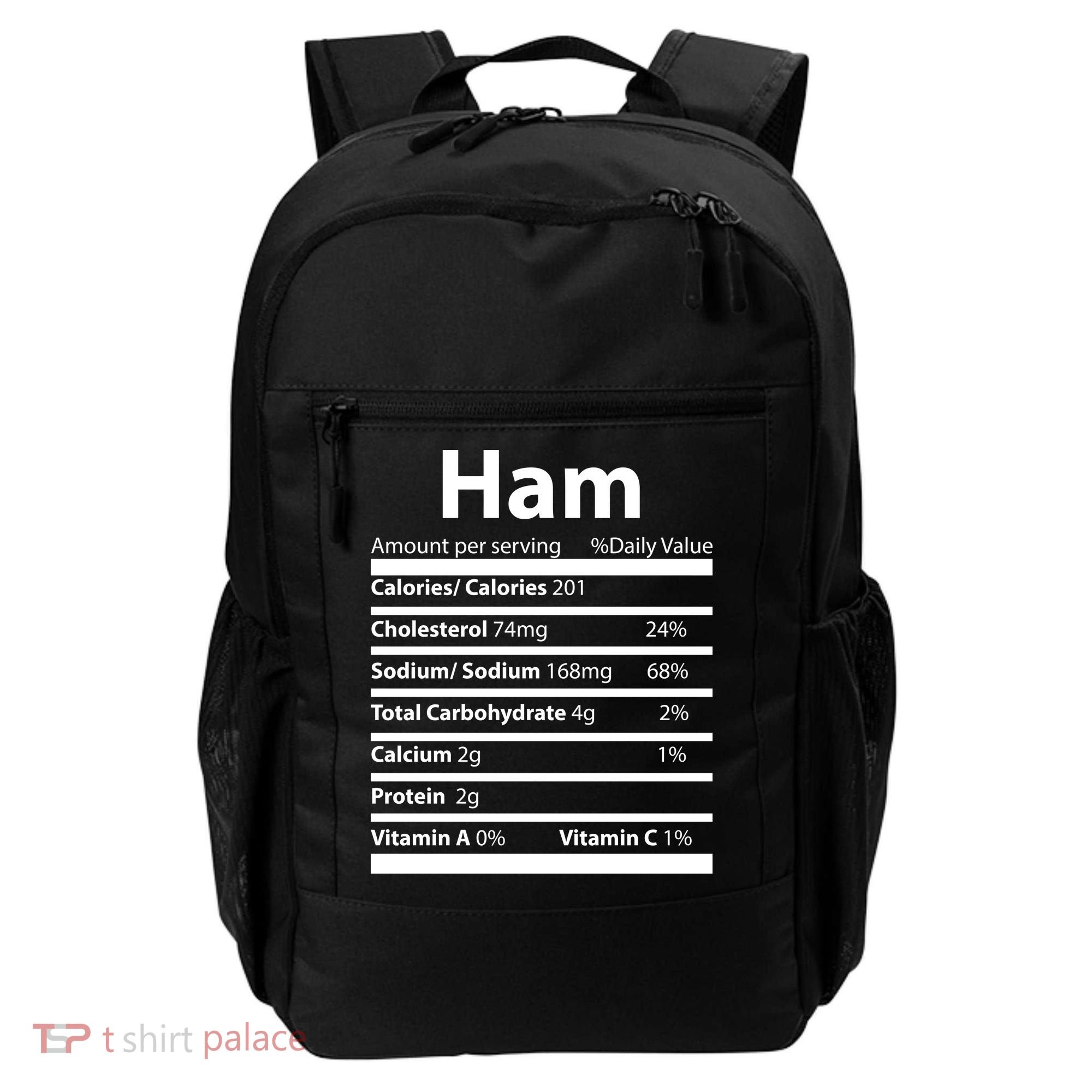 Funny Thanksgiving Christmas Ham Food Nutrition Facts Backpack