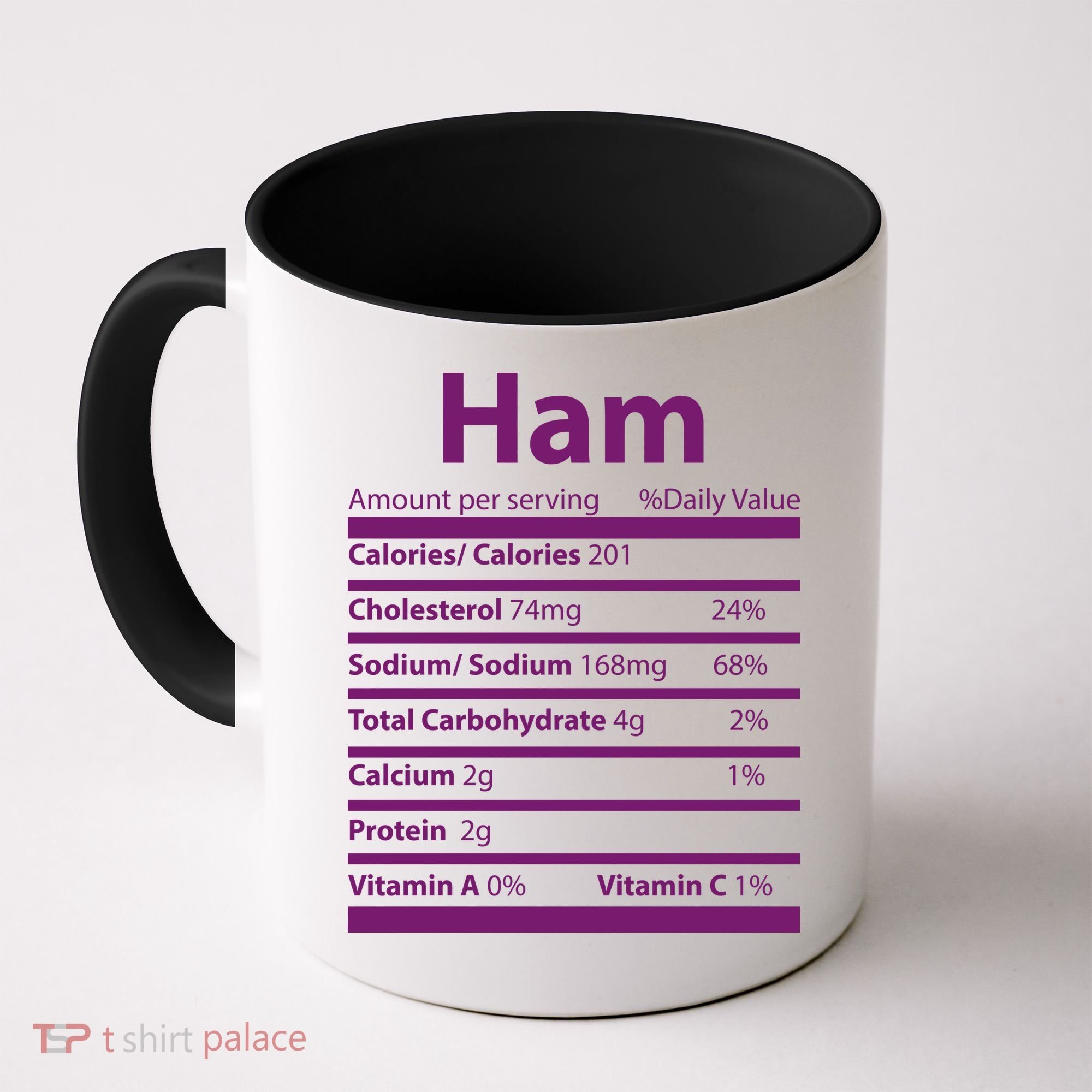 Funny Thanksgiving Christmas Ham Food Nutrition Facts Coffee Mug