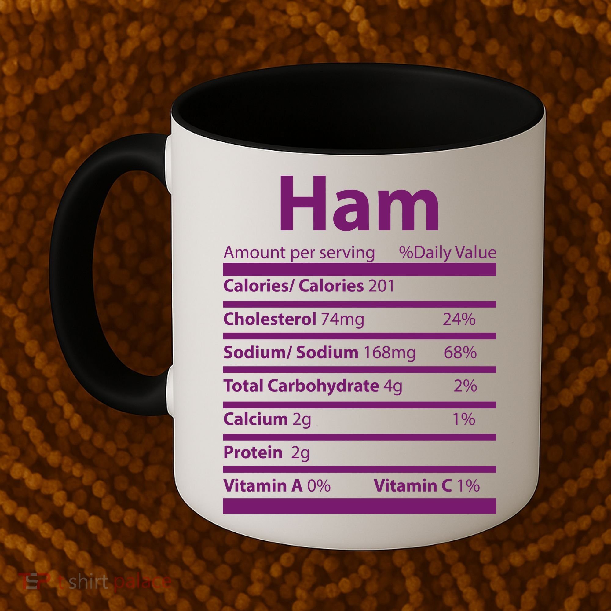 Funny Thanksgiving Christmas Ham Food Nutrition Facts Coffee Mug