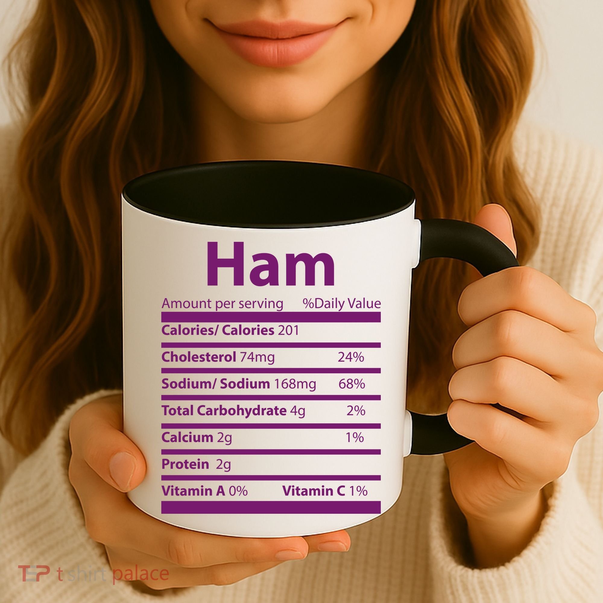 Funny Thanksgiving Christmas Ham Food Nutrition Facts Coffee Mug
