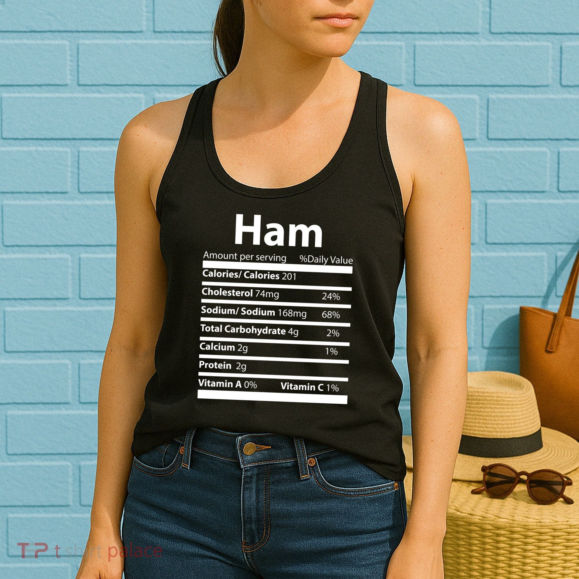 Funny Thanksgiving Christmas Ham Food Nutrition Facts Women's Tank Top