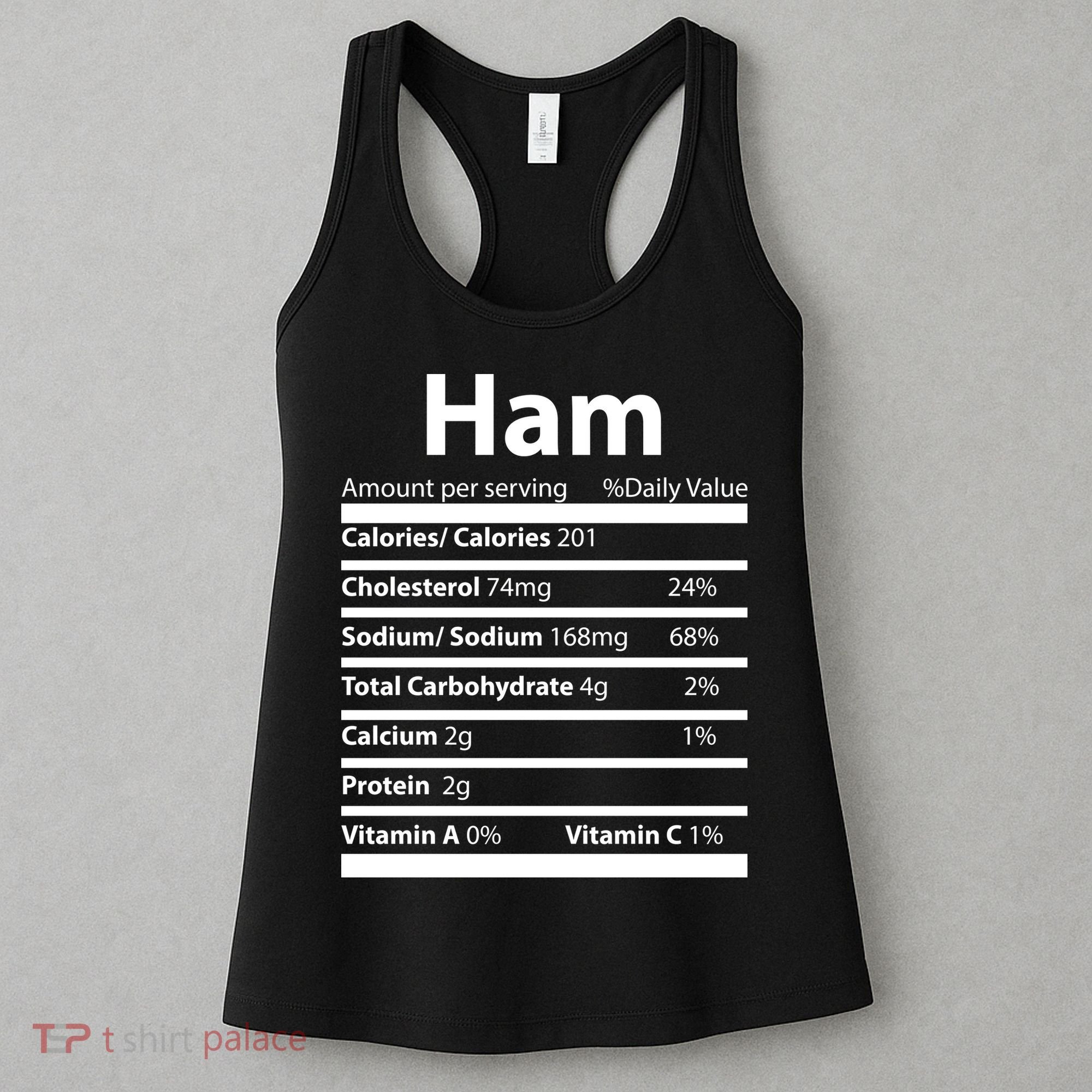 Funny Thanksgiving Christmas Ham Food Nutrition Facts Women's Tank Top
