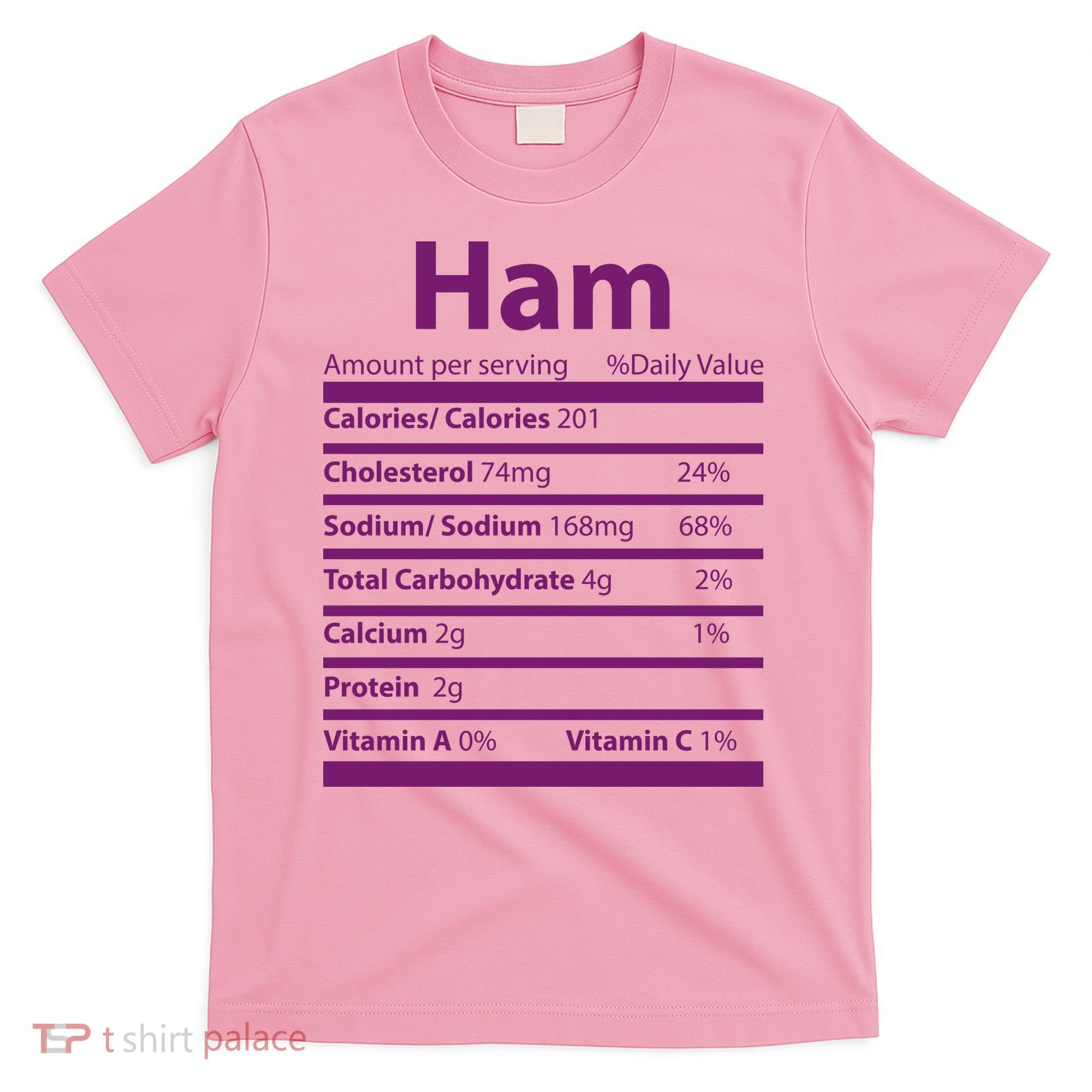 Funny Thanksgiving Christmas Ham Food Nutrition Facts T-Shirt