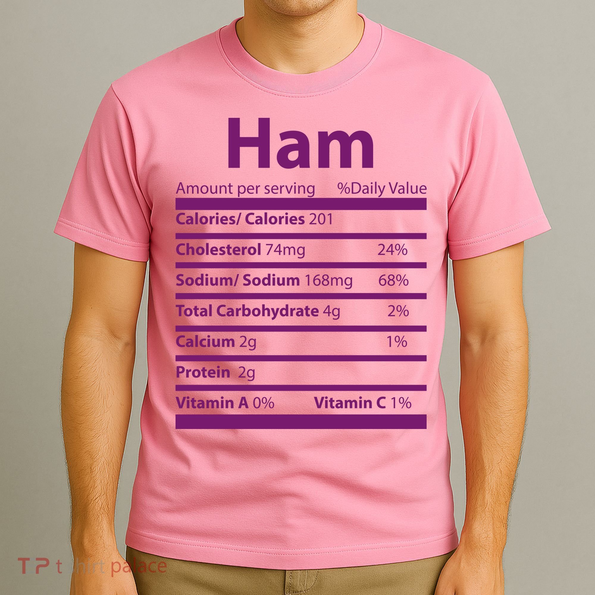 Funny Thanksgiving Christmas Ham Food Nutrition Facts T-Shirt