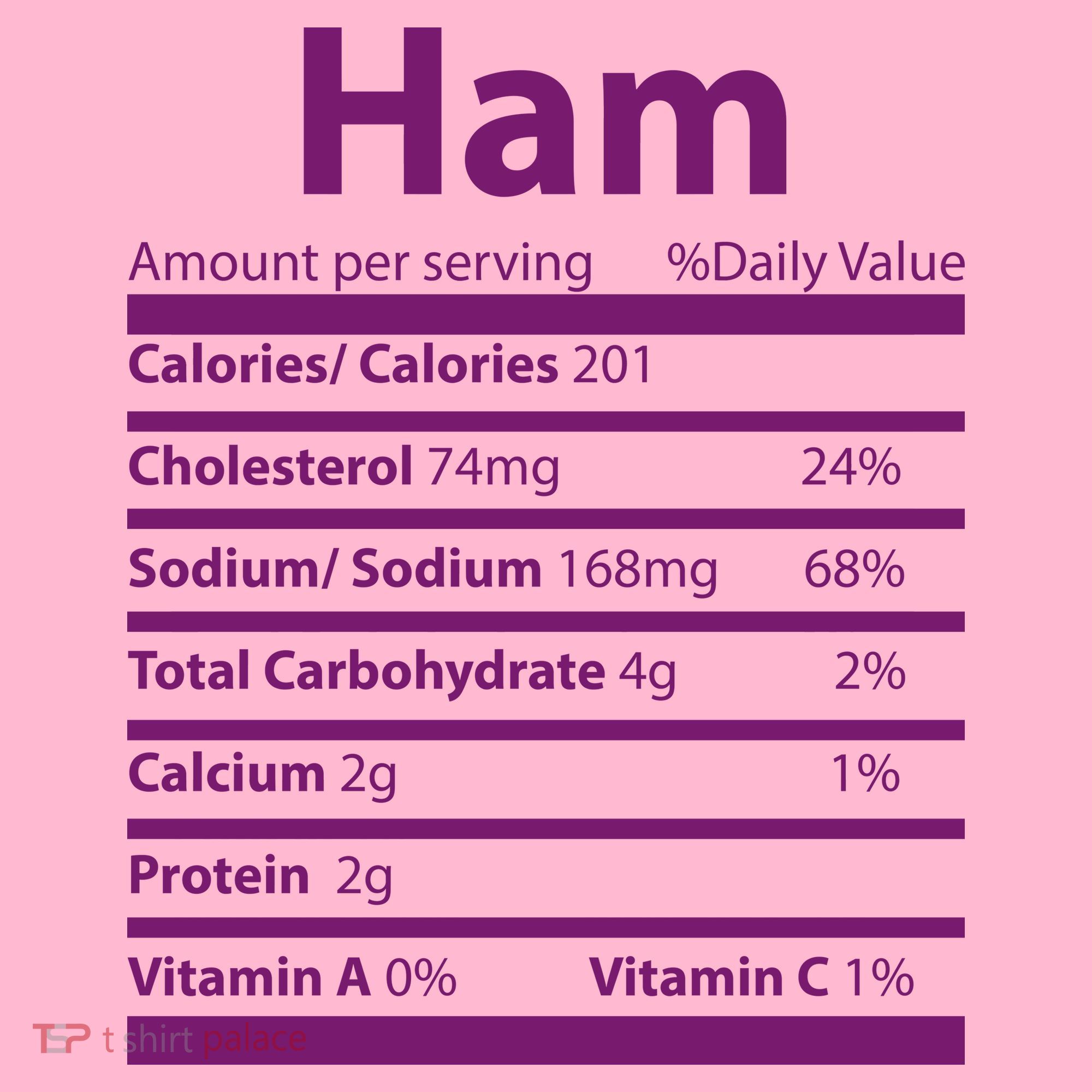 Funny Thanksgiving Christmas Ham Food Nutrition Facts T-Shirt