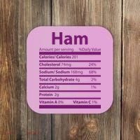 Funny Thanksgiving Christmas Ham Food Nutrition Facts Coaster thumb 0