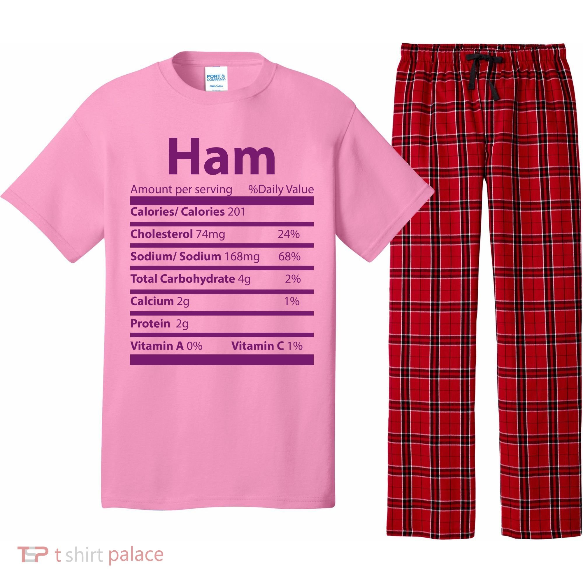 Funny Thanksgiving Christmas Ham Food Nutrition Facts Pajama Set