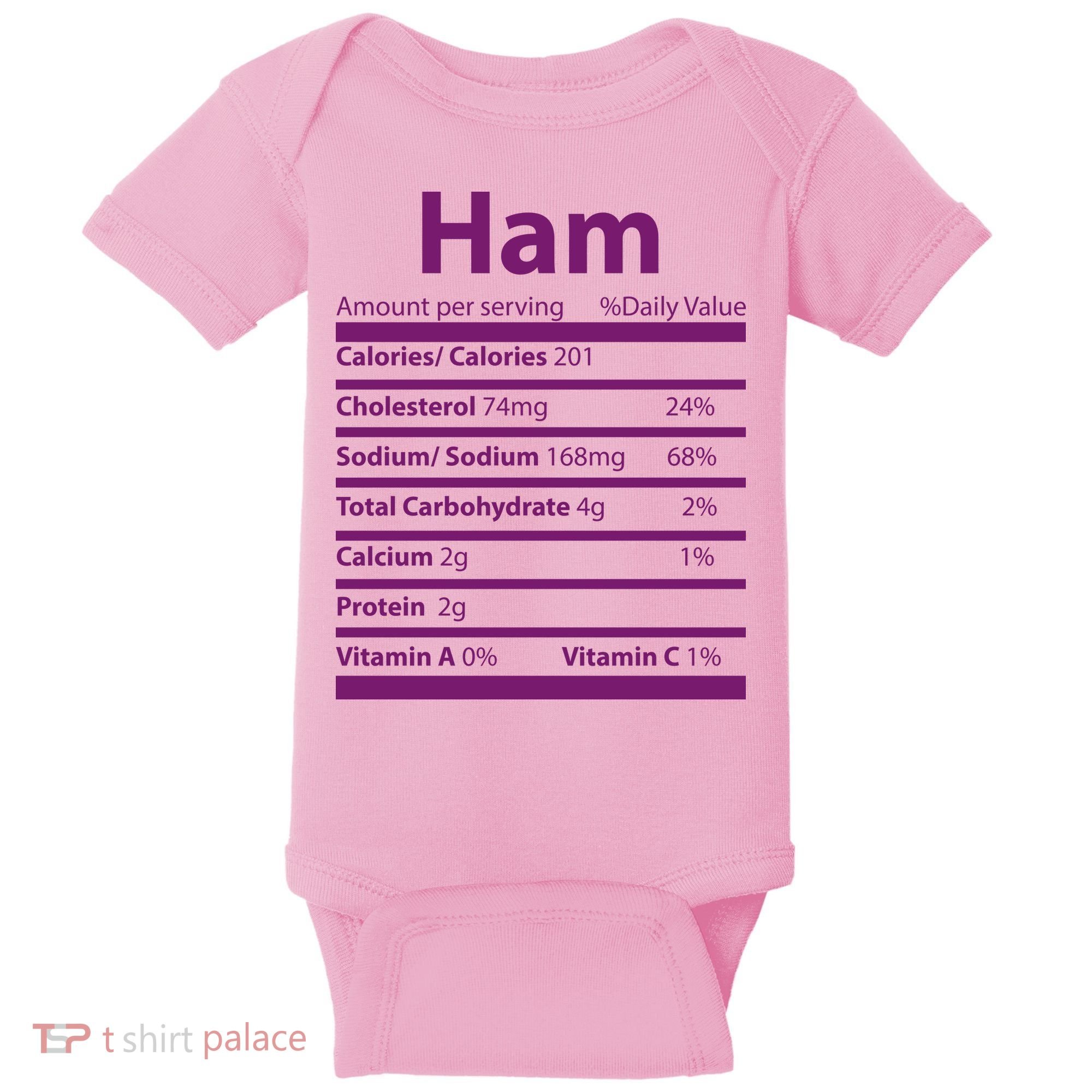 Funny Thanksgiving Christmas Ham Food Nutrition Facts Baby Bodysuit