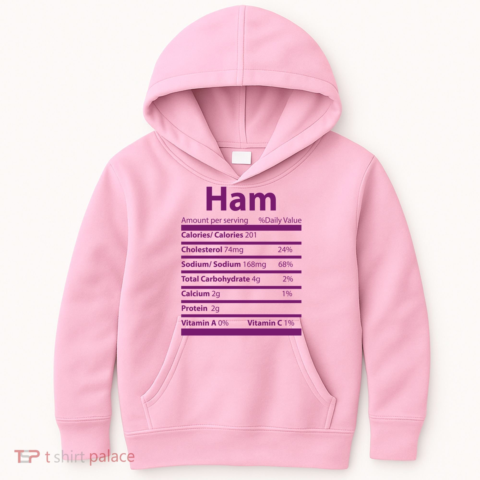 Funny Thanksgiving Christmas Ham Food Nutrition Facts Kids Hoodie