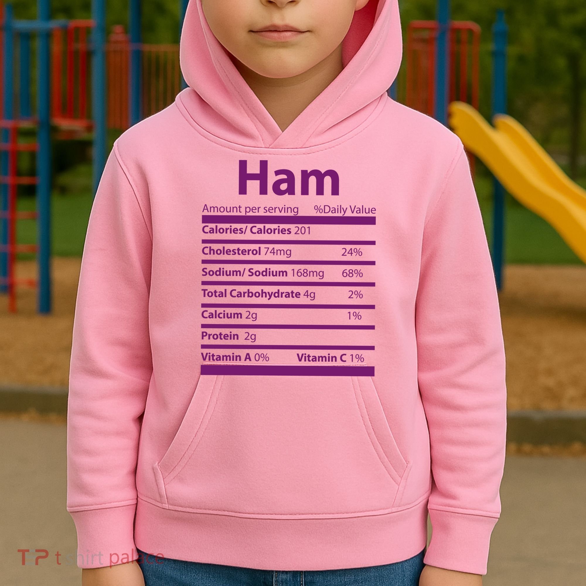 Funny Thanksgiving Christmas Ham Food Nutrition Facts Kids Hoodie