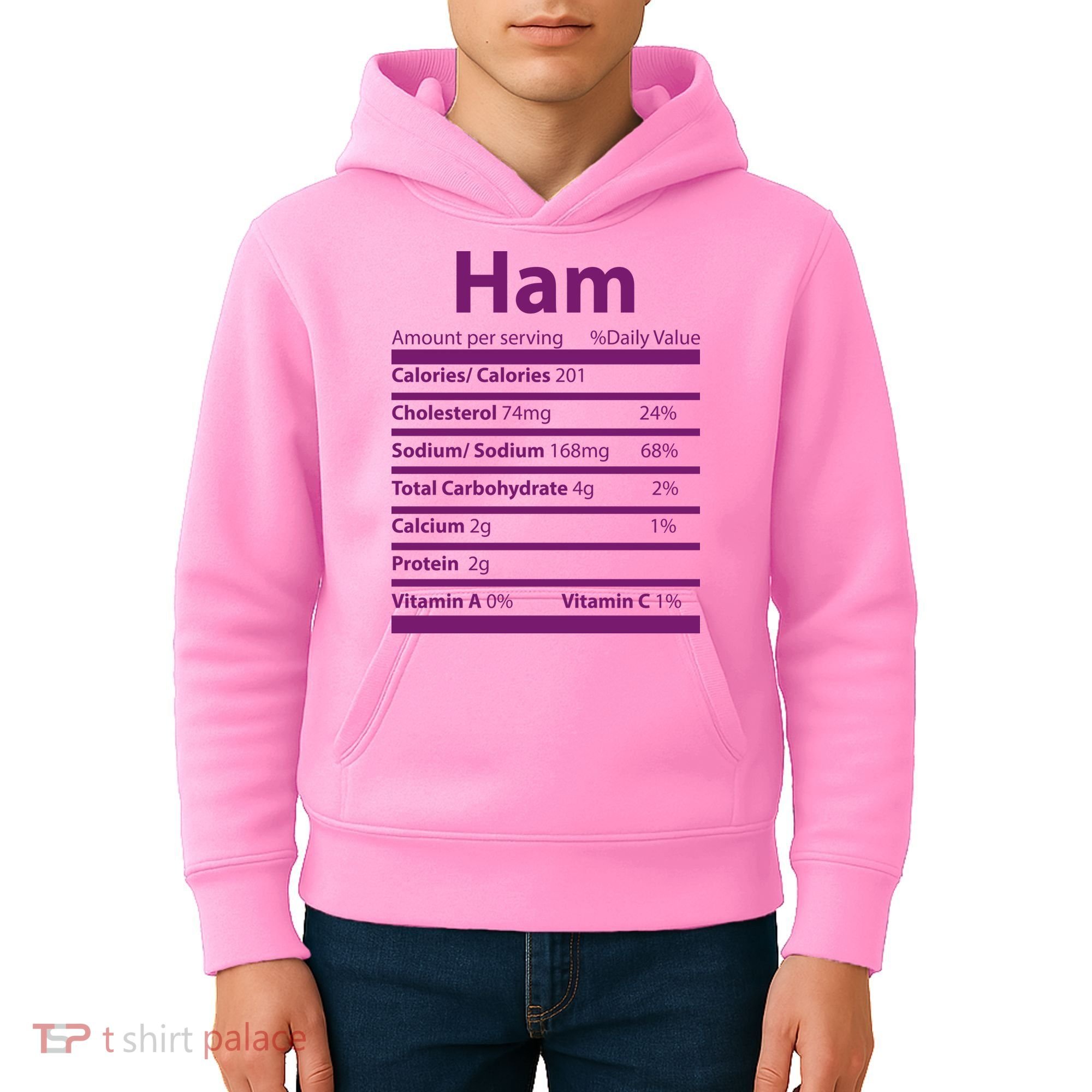 Funny Thanksgiving Christmas Ham Food Nutrition Facts Kids Hoodie