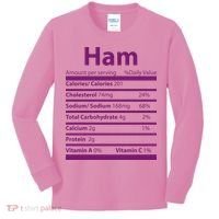 Funny Thanksgiving Christmas Ham Food Nutrition Facts Kids Long Sleeve Shirt thumb 0