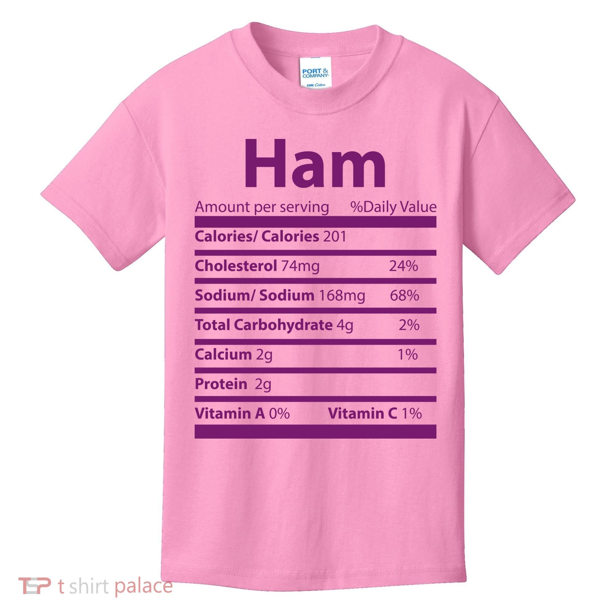Funny Thanksgiving Christmas Ham Food Nutrition Facts Kids T-Shirt