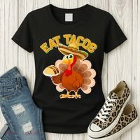 Funny Thanksgiving Eat Tacos Women's T-Shirt thumb 3