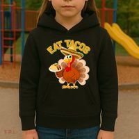 Funny Thanksgiving Eat Tacos Kids Hoodie thumb 3
