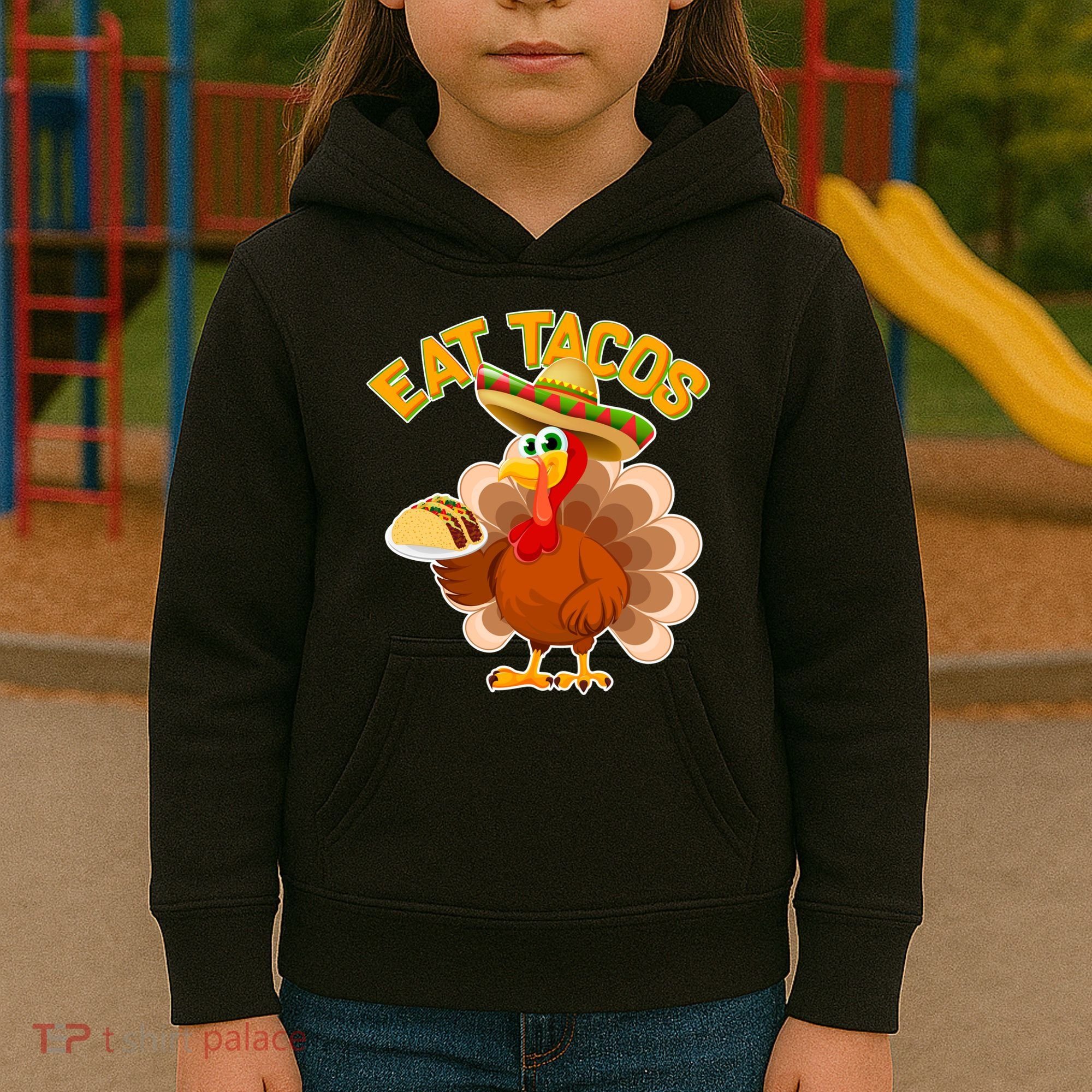 Funny Thanksgiving Eat Tacos Kids Hoodie