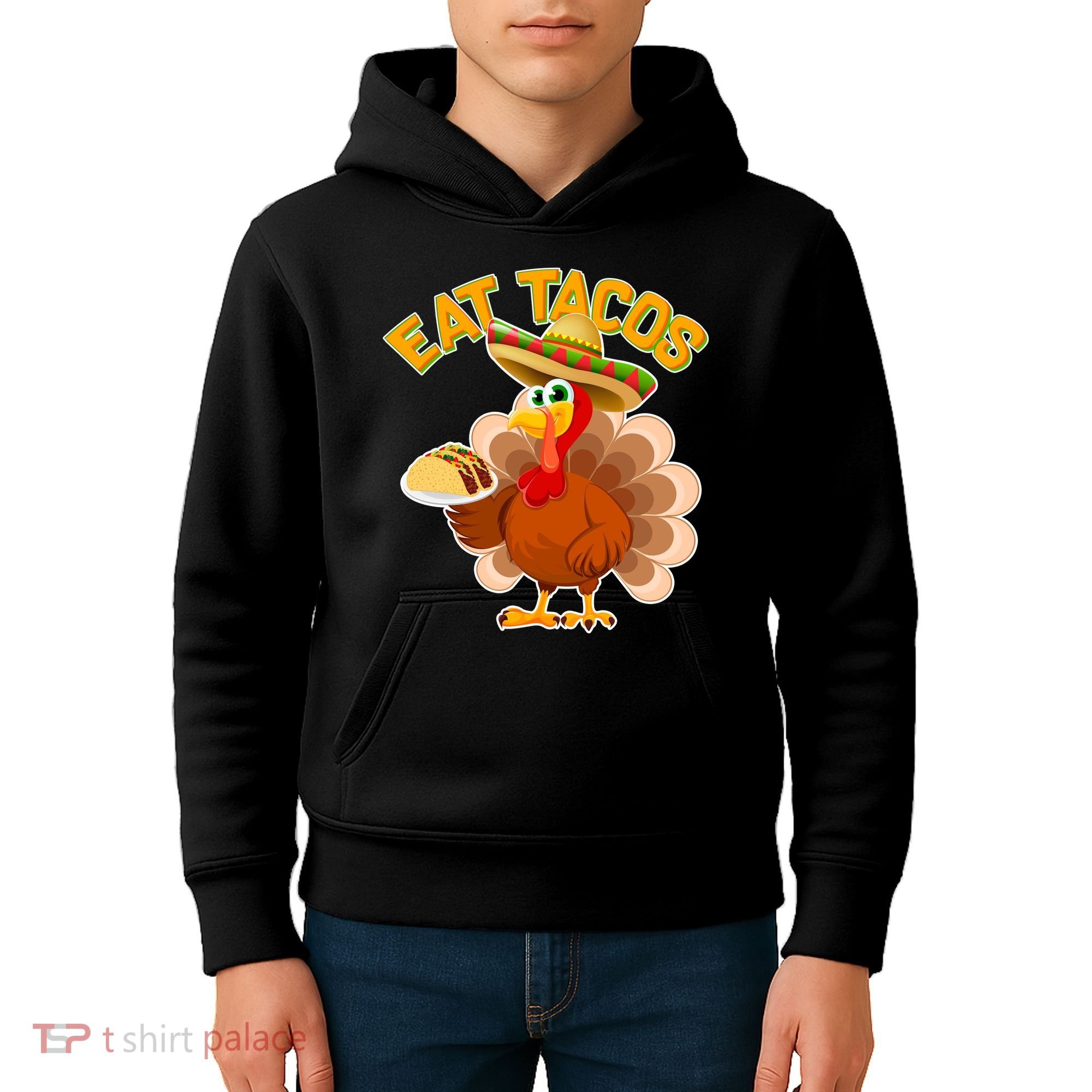 Funny Thanksgiving Eat Tacos Kids Hoodie