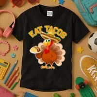 Funny Thanksgiving Eat Tacos Kids T-Shirt thumb 3