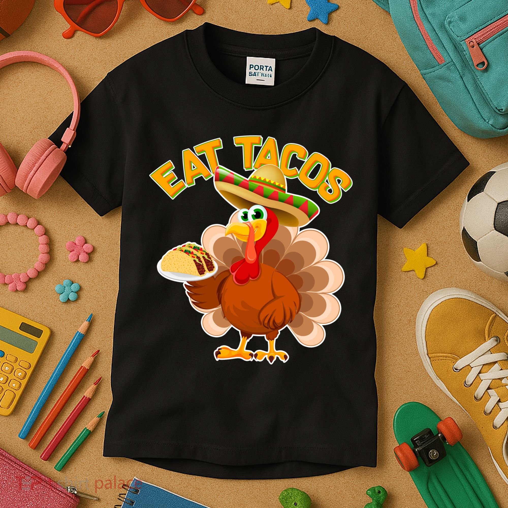 Funny Thanksgiving Eat Tacos Kids T-Shirt
