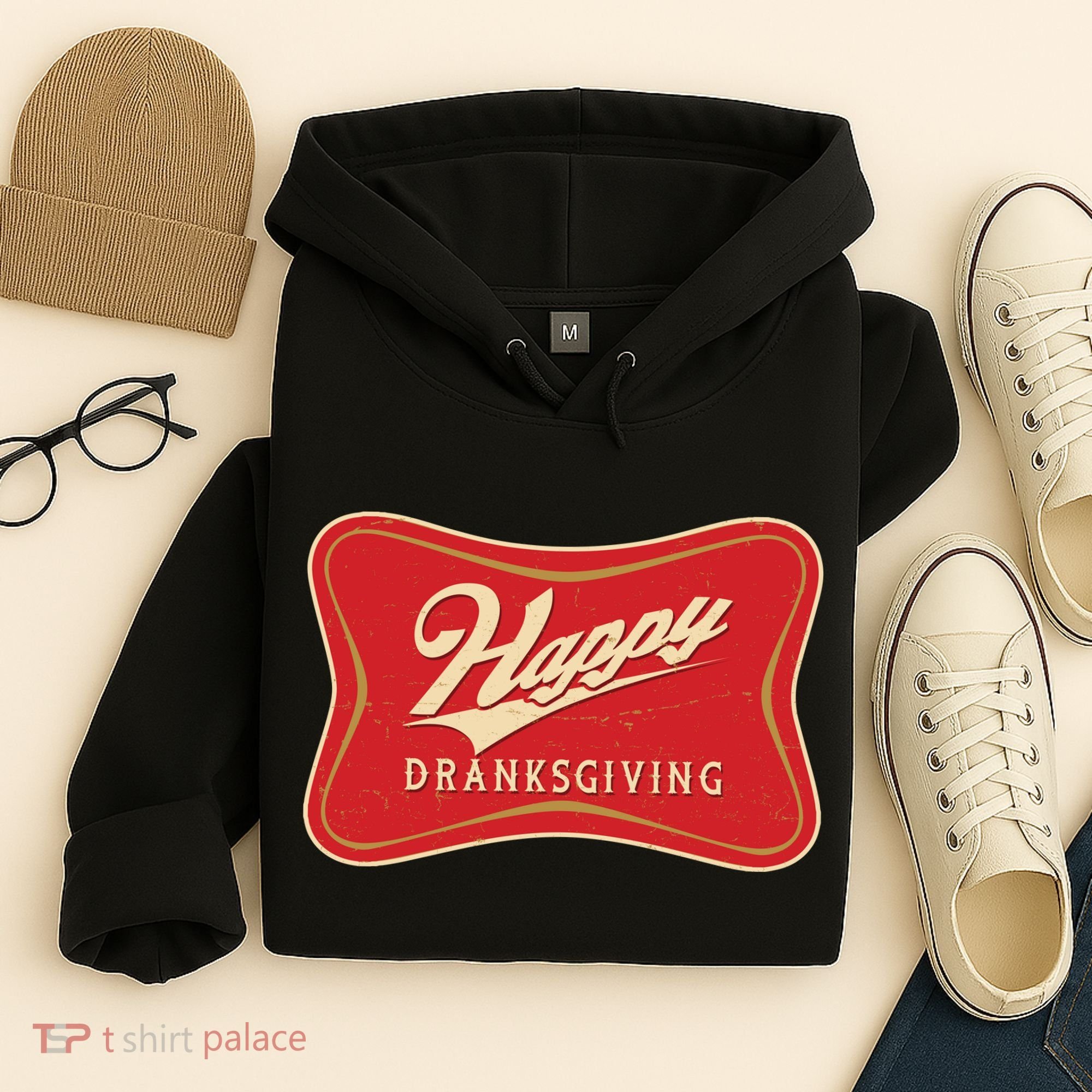 Funny Thanksgiving Happy Dranksgiving Beer Label Hoodie