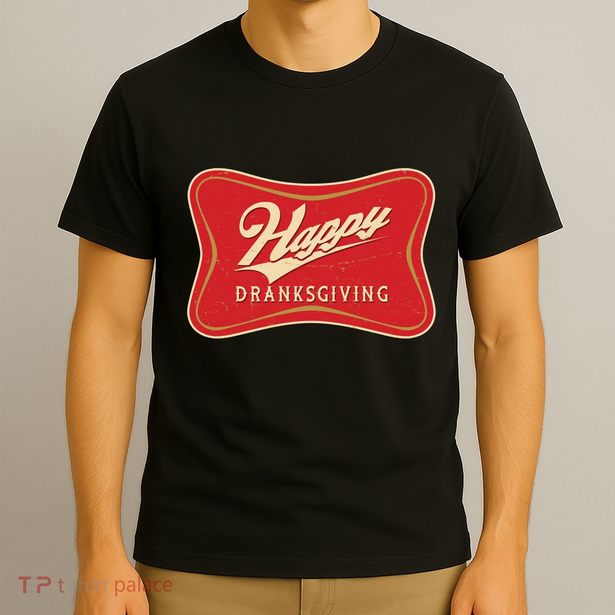 Funny Thanksgiving Happy Dranksgiving Beer Label T-Shirt