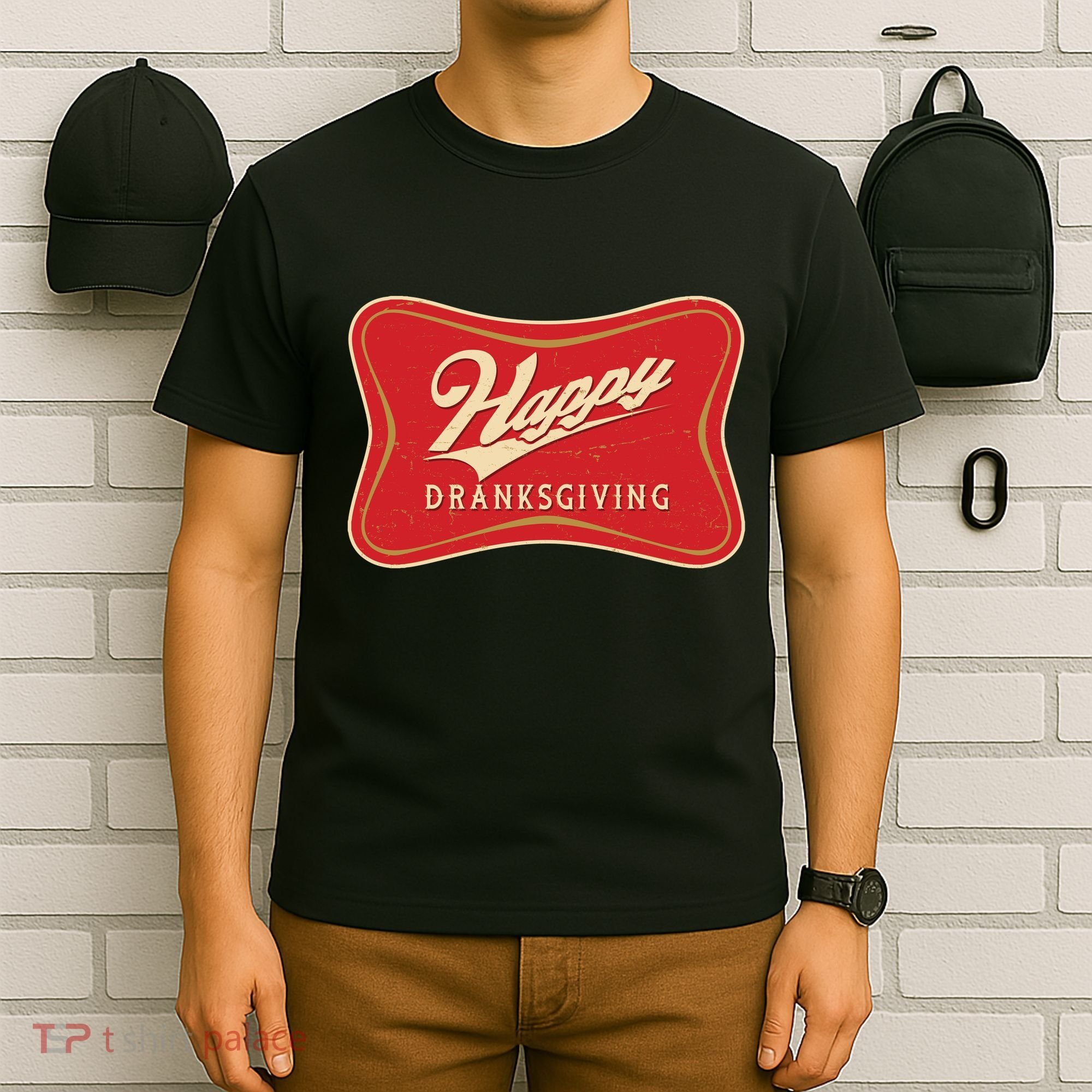 Funny Thanksgiving Happy Dranksgiving Beer Label T-Shirt