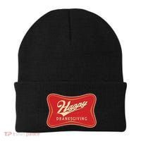 Funny Thanksgiving Happy Dranksgiving Beer Label Beanie thumb 0