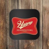 Funny Thanksgiving Happy Dranksgiving Beer Label Coaster thumb 0