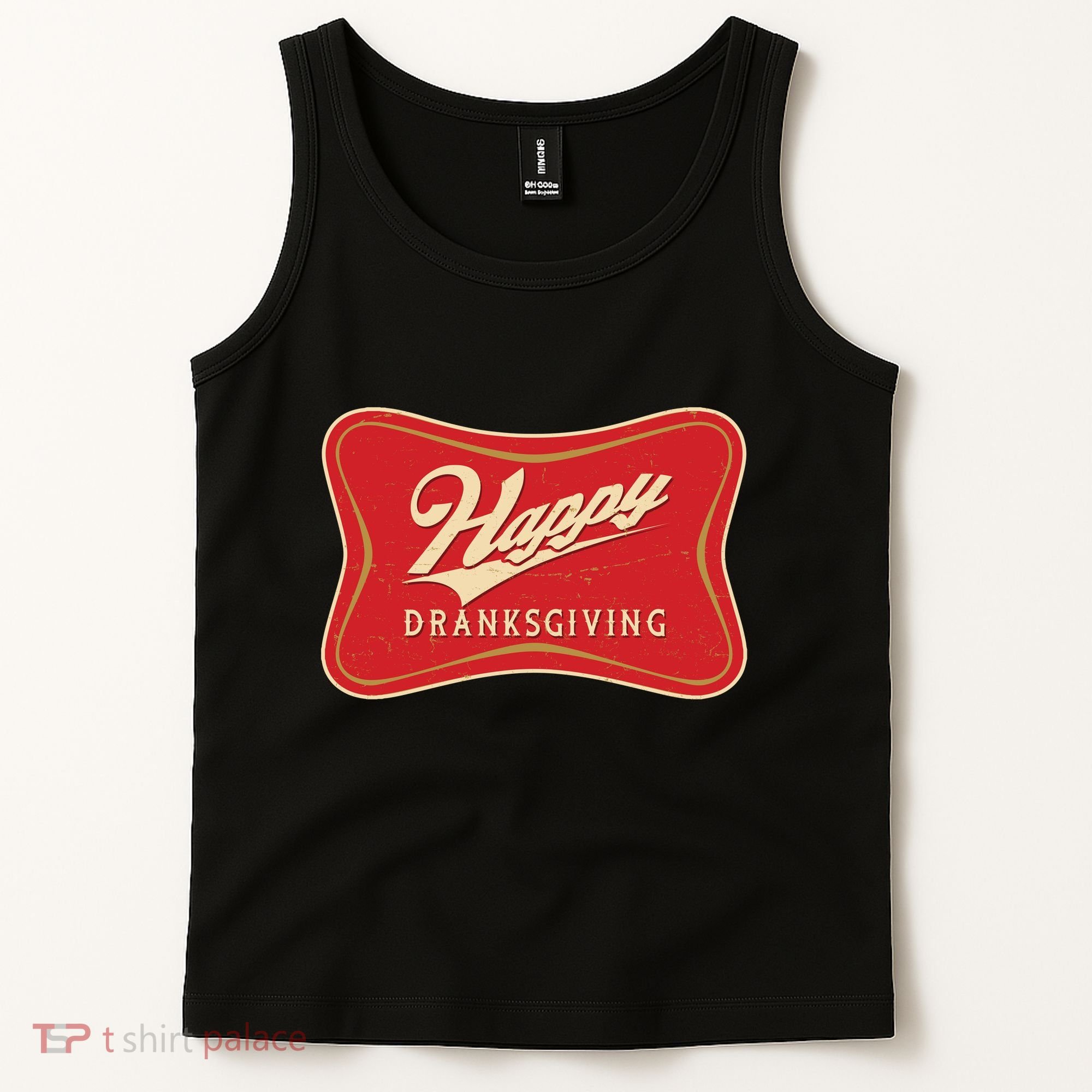Funny Thanksgiving Happy Dranksgiving Beer Label Tank Top